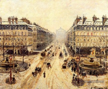 avenue de l opéra effet de neige 1898 Camille Pissarro Peinture à l'huile